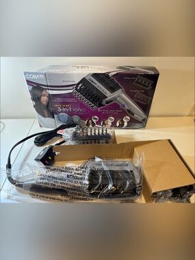Conair 3-in-1 Ionic Hot Air Brush - Silver & Black